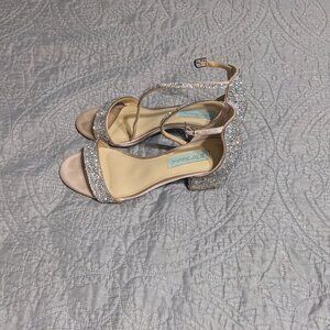 Betsey Johnson Mari Rhinestone Chunky Heel Sandals